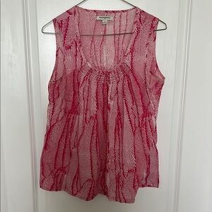 Banana Republic Pink /Red Smocked Sleeveless Top with Relaxed Fit